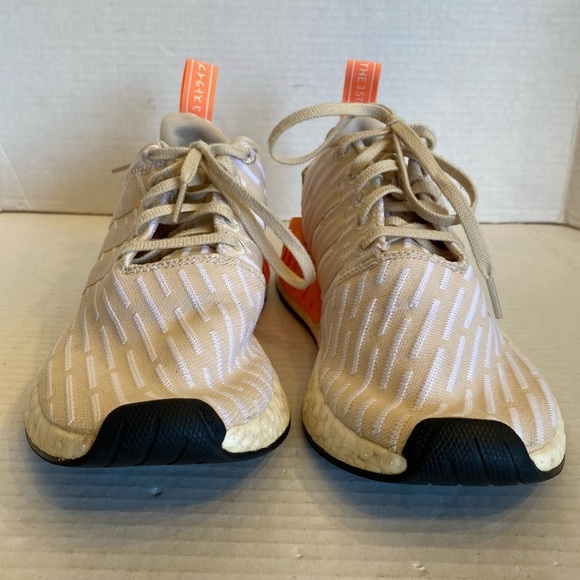 Adidas NMD R2 Linen Beige White Running Shoes Sneakers Size 8.5 - Picture 2 of 14